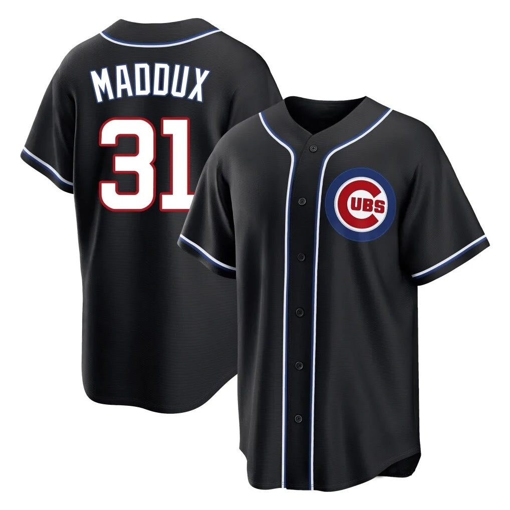 Chicago Cubs #31 Greg Maddux Player Black MIKSHPS Fashion Out Game Stitched Jerseys