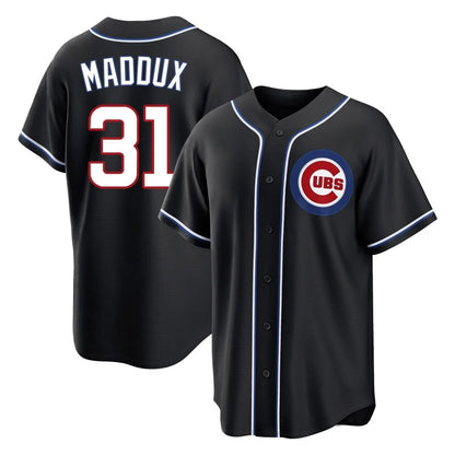 Chicago Cubs #31 Greg Maddux Player Black MIKSHPS Fashion Out Game Stitched Jerseys