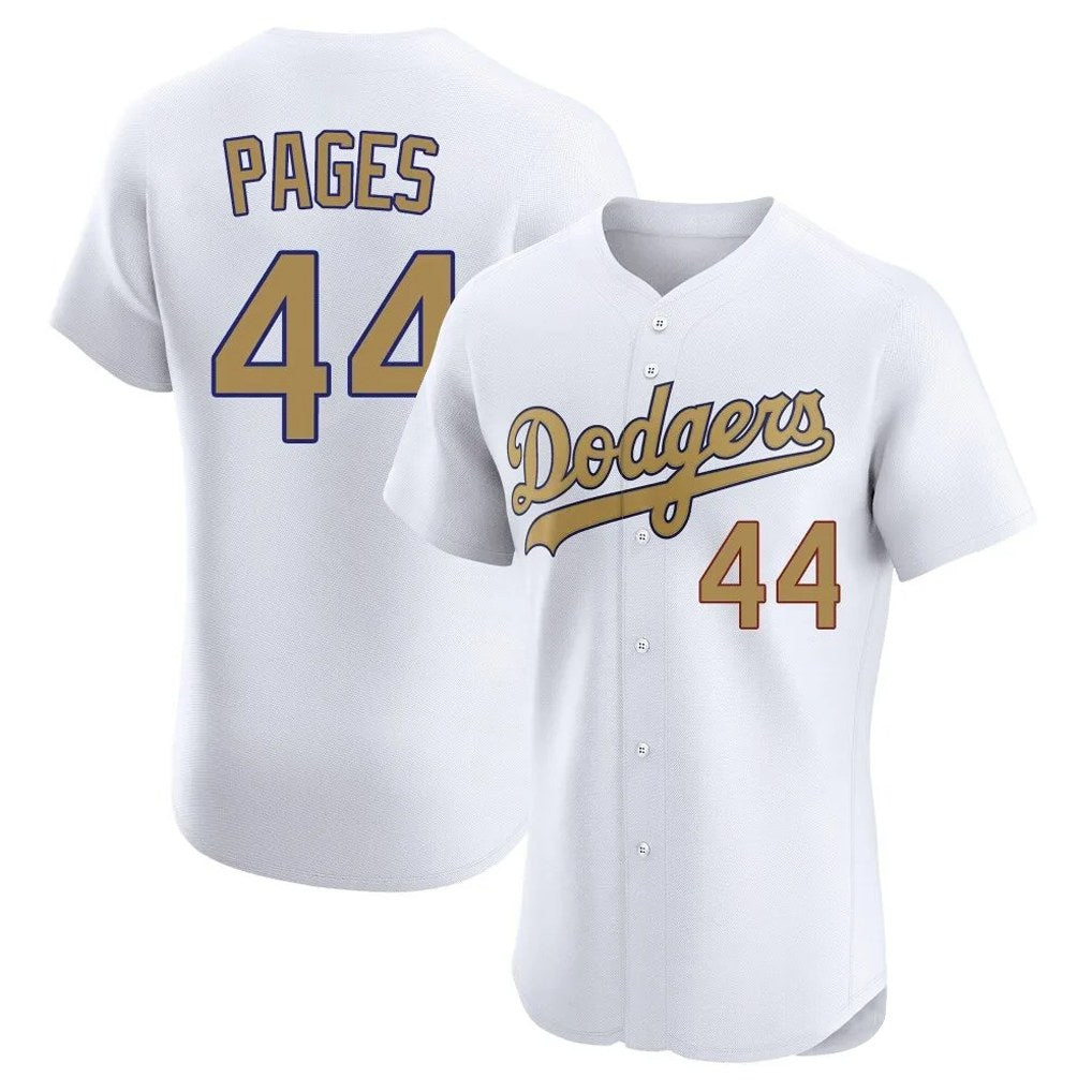 Los Angeles Dodgers #44 Andy Pages Player White Gold MIKSHPS Limited Elite Home Stitched Jerseys