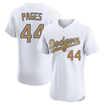 Los Angeles Dodgers #44 Andy Pages Player White Gold MIKSHPS Limited Elite Home Stitched Jerseys