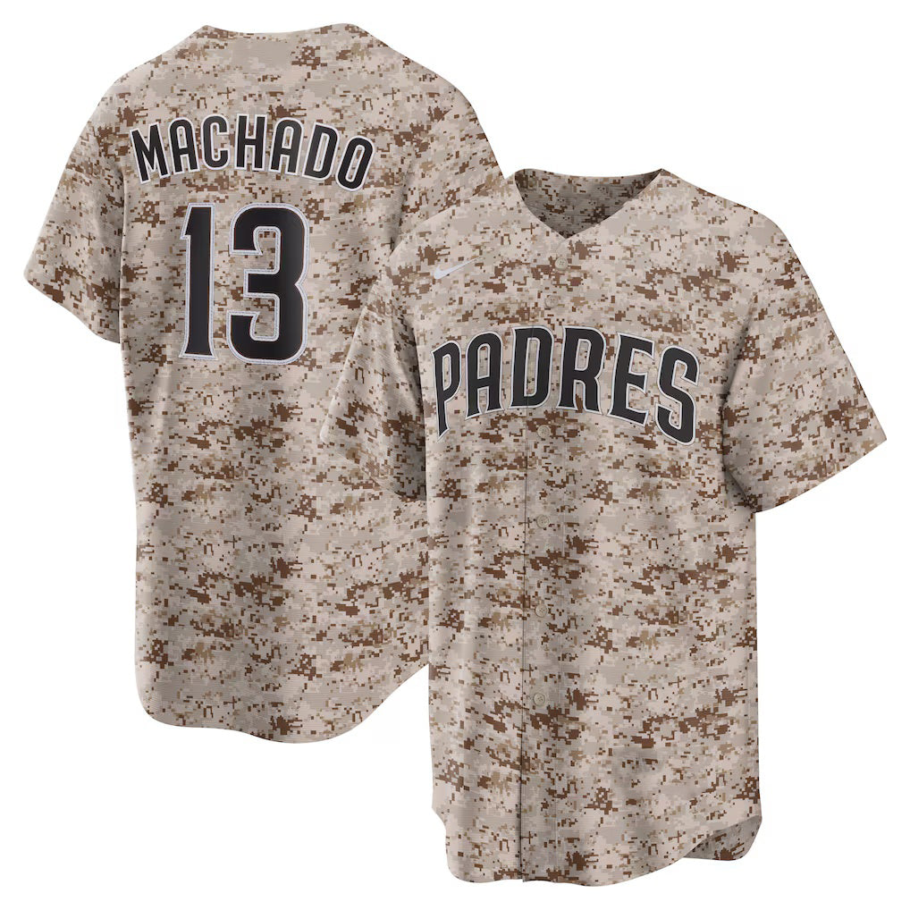 San Diego Padres #13 Manny Machado Camo MIKSHPS USMC Alternate Replica Player Jersey