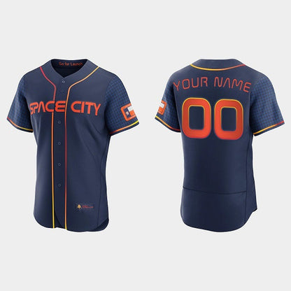 Custom Houston Astros Active Player 2022 Navy MIKSHPS City Connect Flex Base Stitched Jersey