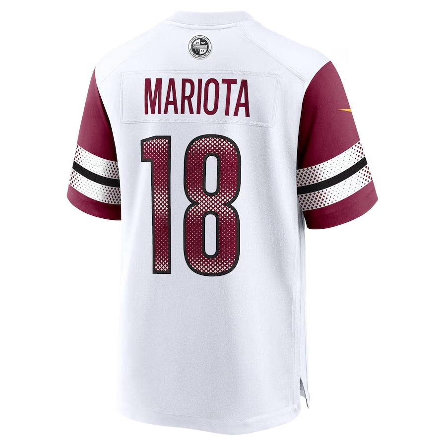W.Commanders #18 Marcus Mariota White MIKSHPS Game Jersey