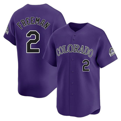 Colorado Rockies #2 Tyler Freeman Player Purple MIKSHPS Limited Home Stitched Jerseys