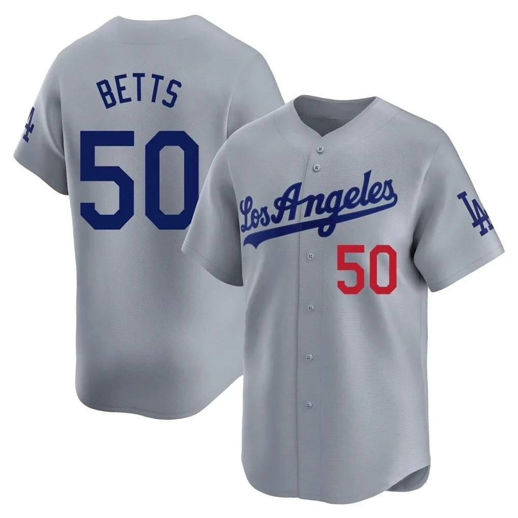 Los Angeles Dodgers #50 Mookie Betts Player Gray MIKSHPS Limited Home Stitched Jerseys