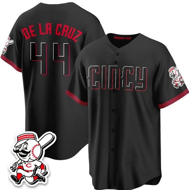 Cincinnati Reds #44 Elly De La Cruz Black MIKSHPS City Connect With Patch Limited Stitched Jersey