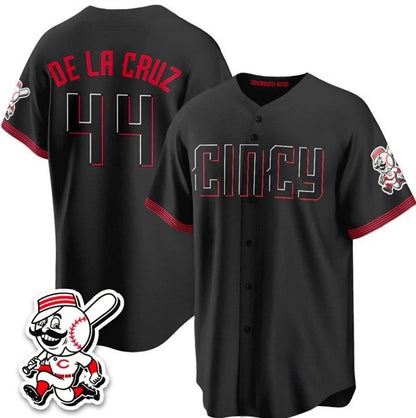 Cincinnati Reds #44 Elly De La Cruz Black MIKSHPS City Connect With Patch Limited Stitched Jersey