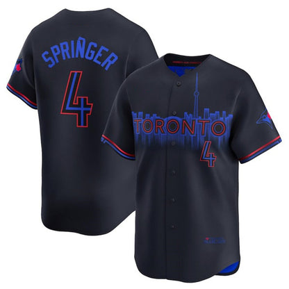 Toronto Blue Jays #4 George Springer Black MIKSHPS 2024 City Connect Limited Stitched Jersey