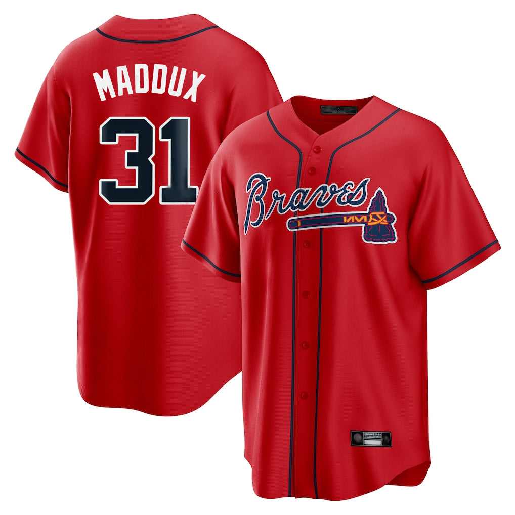 Atlanta Braves #31 Greg Maddux Player Red MIKSHPS Home Game Stitched Jerseys