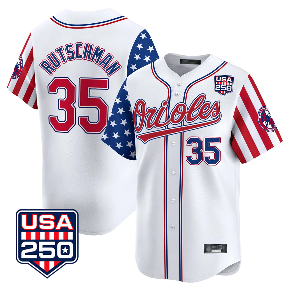 Baltimore Orioles #35 Adley Rutschman Player White MIKSHPS USA 250 Independence Day Vapor Premier Home Game Stitched Jerseys