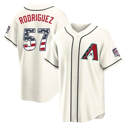Arizona Diamondbacks #57 Eduardo Rodriguez Player Cream MIKSHPS USA 250 Fourth of July Home Game Stitched Jerseys