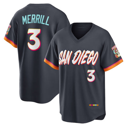 San Diego Padres #3 Jackson Merrill Obsidian MIKSHPS 2026 City Connect Stadium Jersey