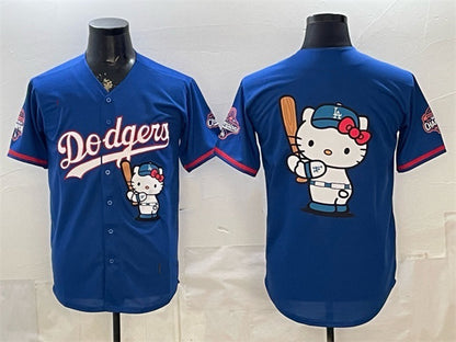 Los Angeles Dodgers Team Big Logo Royal MIKSHPS Hello Kitty Night 2025 World Series Champions Patch Stitched Jersey