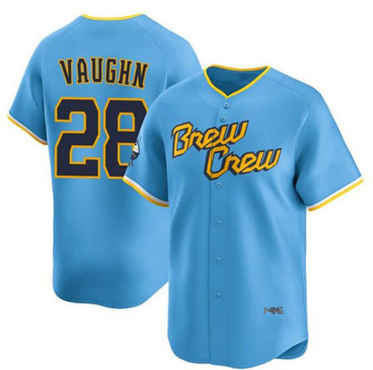 Milwaukee Brewers #28 Andrew Vaughn Powder Blue MIKSHPS City Connect Limited Stitched Jersey