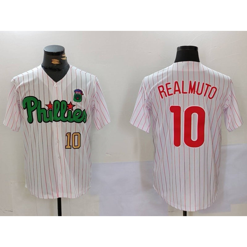 Philadelphia Phillies #10 J.T. Realmuto White Green MIKSHPS Cool Base Stitched Jerseys