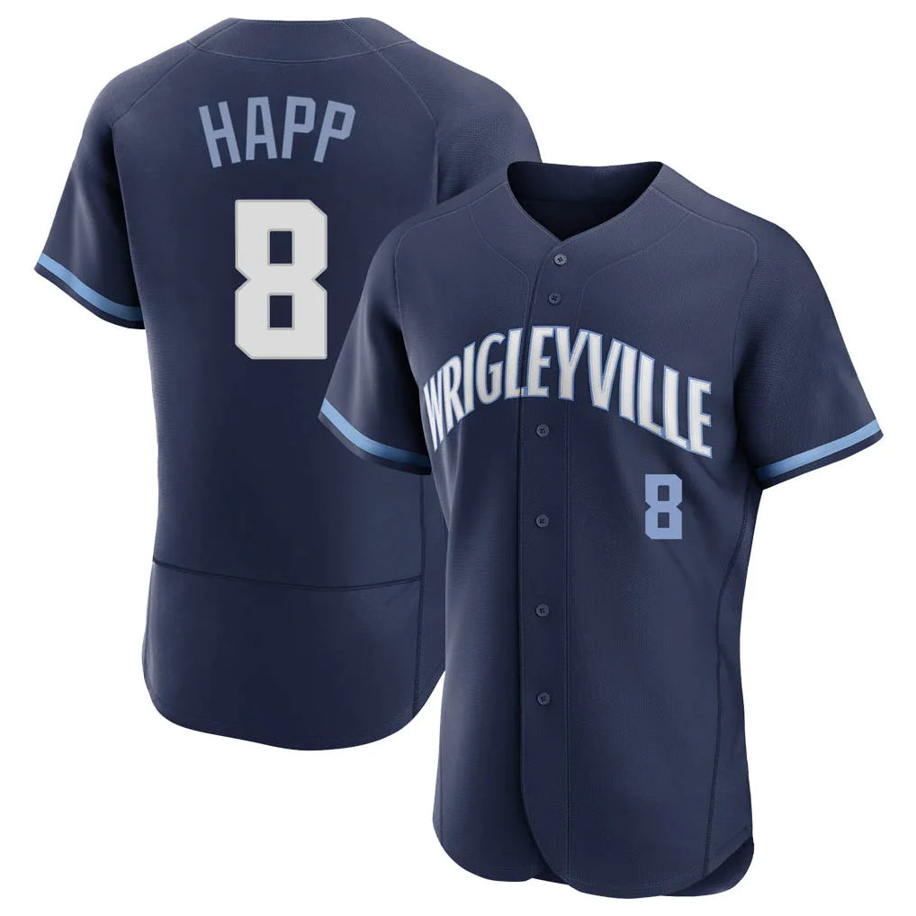 Chicago Cubs #8 Ian Happ Player Navy MIKSHPS City Connect Limited Elite Home Stitched Jerseys
