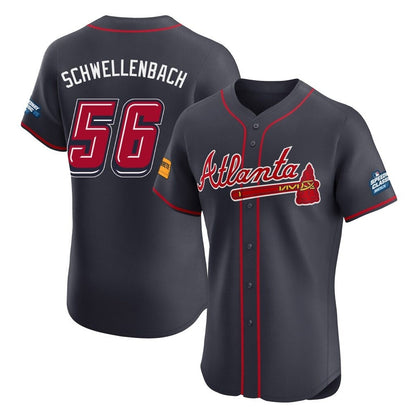 Atlanta Braves #56 Spencer Schwellenbach Player Navy MIKSHPS 2025 Speedway Classic Limited Elite Home Game Stitched Jerseys