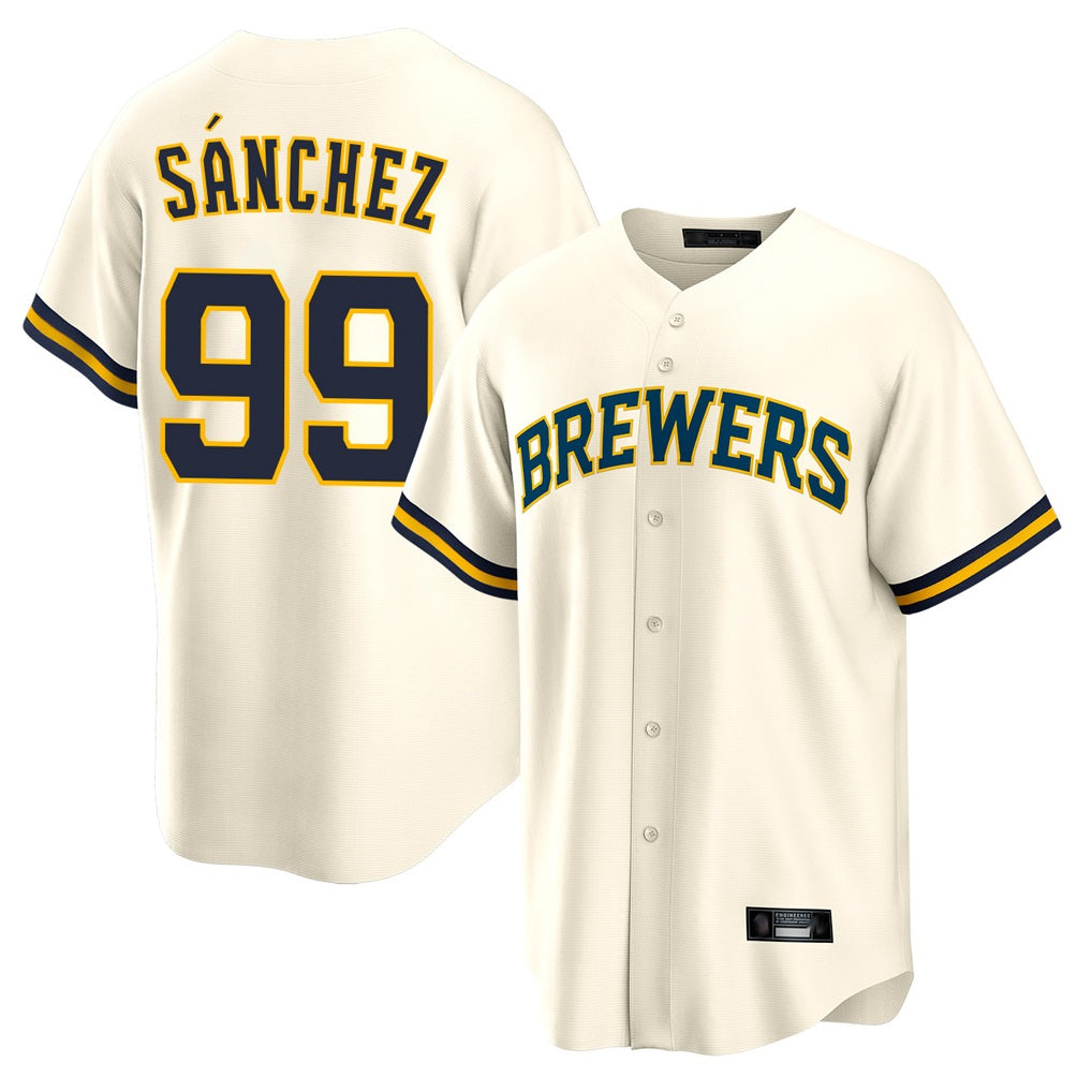 Milwaukee Brewers #99 Gary Sanchez Player Cream MIKSHPS Home Game Stitched Jerseys