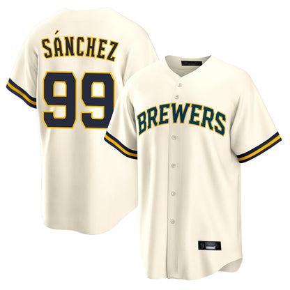 Milwaukee Brewers #99 Gary Sanchez Player Cream MIKSHPS Home Game Stitched Jerseys