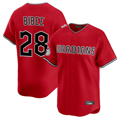 Cleveland Guardians #28 Tanner Bibee Player Red MIKSHPS Limited Home Stitched Jerseys