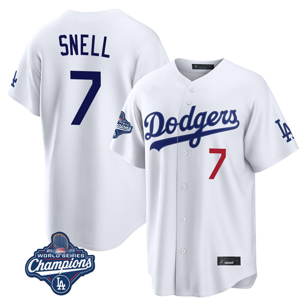 Los Angeles Dodgers #7 Blake Snell Player White MIKSHPS Game World Series Meet Home Stitched Jerseys
