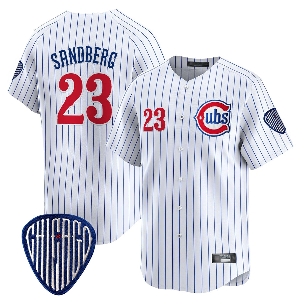 Chicago Cubs #23 Ryne Sandberg Player White MIKSHPS Pinstripe Vapor Premier Limited Home Stitched Jerseys