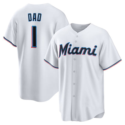 Miami Marlins #1 Dad White MIKSHPS Home Replica Jersey