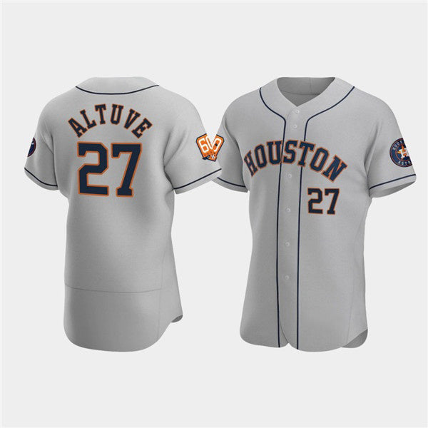 Houston Astros #27 Jose Altuve Gray MIKSHPS 60th Anniversary Flex Base Stitched Jersey