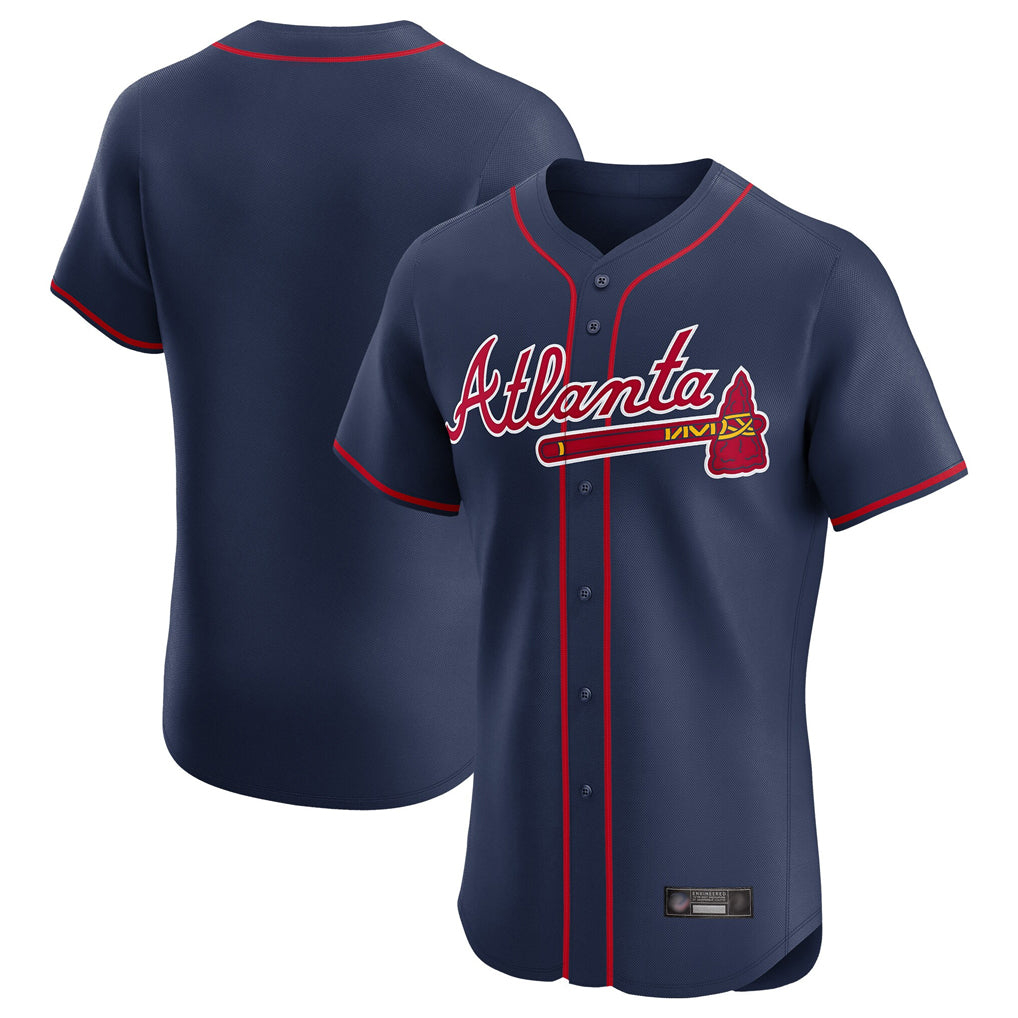 Atlanta Braves Navy MIKSHPS Limited Elite Home Game Blank Player Stitched Jerseys