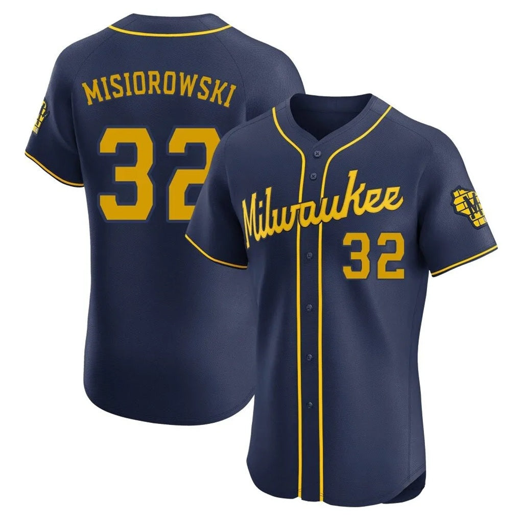 Milwaukee Brewers #32 Jacob Misiorowski Player Navy MIKSHPS Home Limited Elite Stitched Jerseys