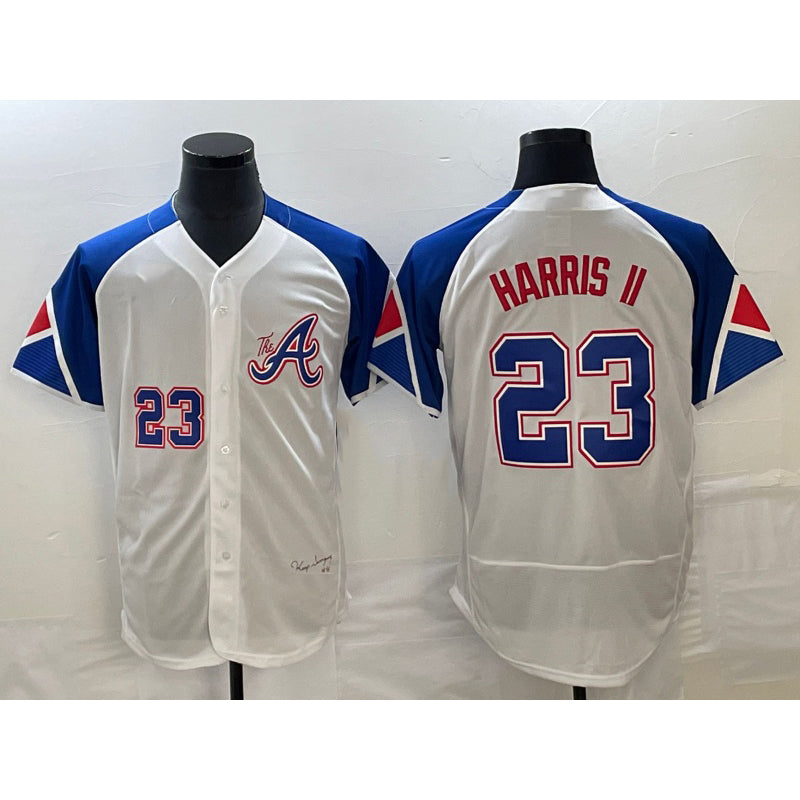 Atlanta Braves #23 Michael Harris II Number White MIKSHPS 2023 City Connect Flex Base Stitched Jersey 2