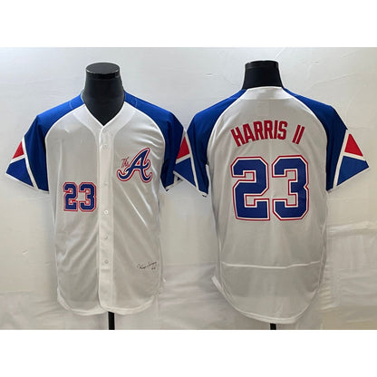 Atlanta Braves #23 Michael Harris II Number White MIKSHPS 2023 City Connect Flex Base Stitched Jersey 2