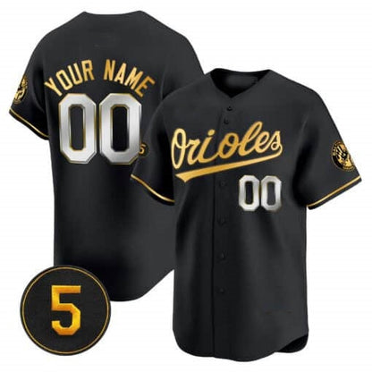 Custom Baltimore Orioles Robinson Patch Vapor Premier Limited Jersey ¨C All Stitched-Black Gold MIKSHPS