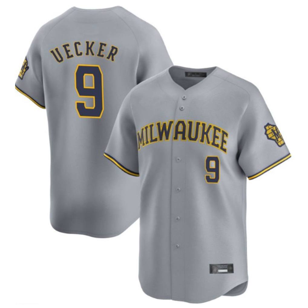 Milwaukee Brewers #9 Bob Uecker Player Gray MIKSHPS Home Limited Stitched Jerseys