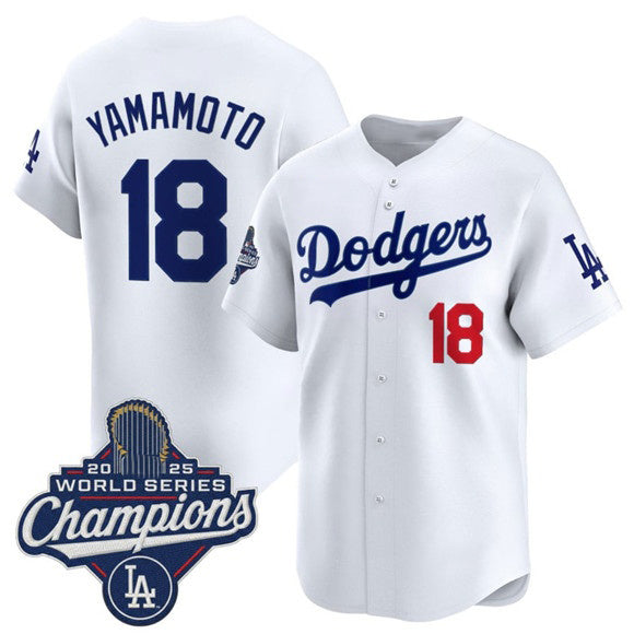 Los Angeles Dodgers #18 Yoshinobu Yamamoto White MIKSHPS 2025 Champions Stitched Jersey