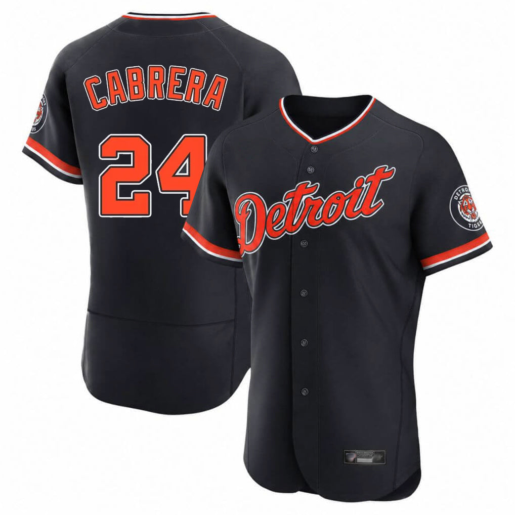 Detroit Tigers #24 Miguel Cabrera Player Navy MIKSHPS Limited Elite Home Game Stitched Jerseys