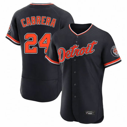 Detroit Tigers #24 Miguel Cabrera Player Navy MIKSHPS Limited Elite Home Game Stitched Jerseys