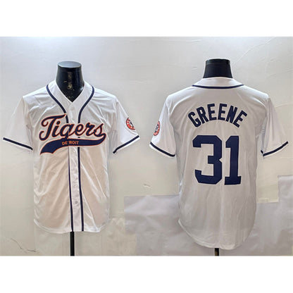 Detroit Tigers #31 Riley Greene White MIKSHPS With Patch Cool Base Stitched Jersey