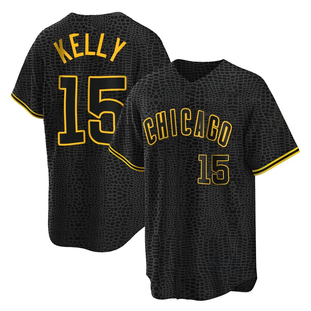 Chicago Cubs #15 Carson Kelly Player Black MIKSHPS Snake Skin City Game Stitched Jerseys