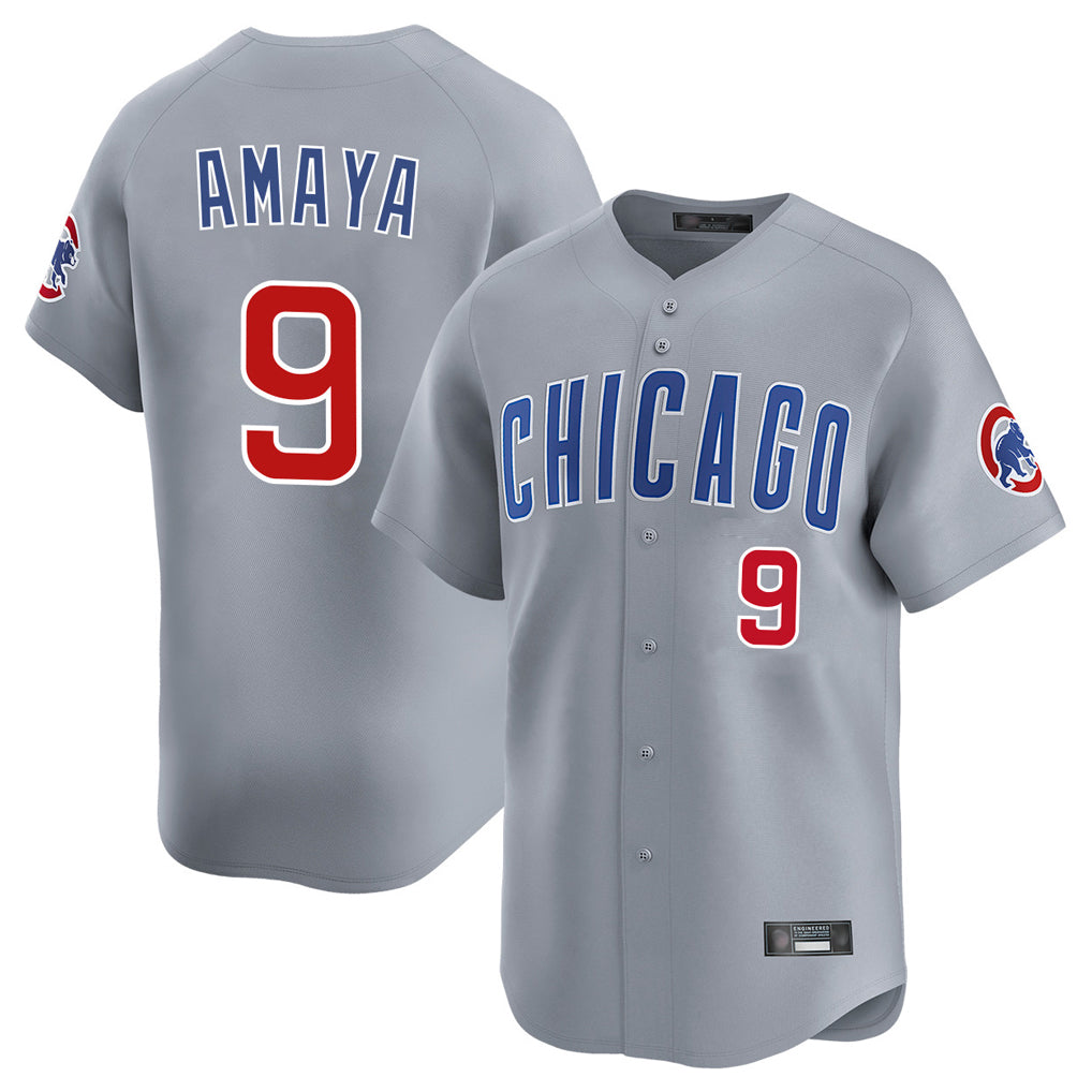 Chicago Cubs #9 Miguel Amaya Player Gray MIKSHPS Road Limited Home Stitched Jerseys