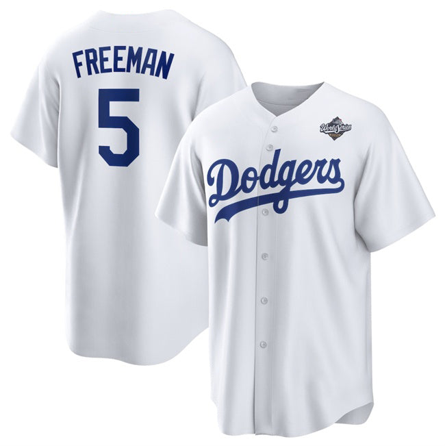 Los Angeles Dodgers #5 Freddie Freeman White MIKSHPS 2025 World Series Home Cool Base Stitched Jersey