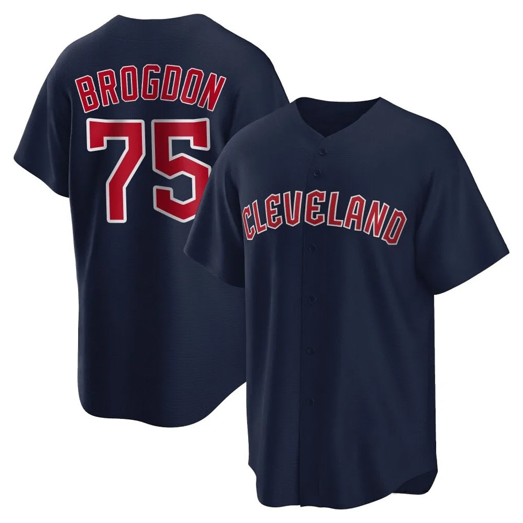 Cleveland Guardians #75 Connor Brogdon Player Navy MIKSHPS Game Home Stitched Jerseys