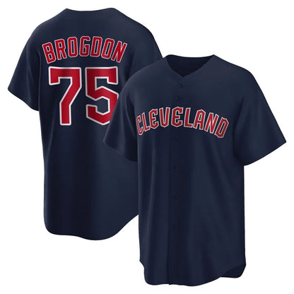 Cleveland Guardians #75 Connor Brogdon Player Navy MIKSHPS Game Home Stitched Jerseys