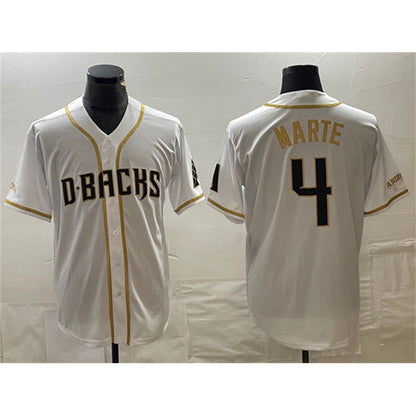 Arizona Diamondbacks #4 Ketel Marte White MIKSHPS Gold Cool Base Stitched Jersey