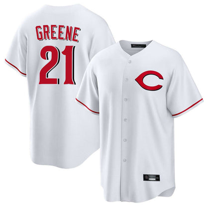 Cincinnati Reds #21 Hunter Greene Player White MIKSHPS Home Game Stitched Jerseys
