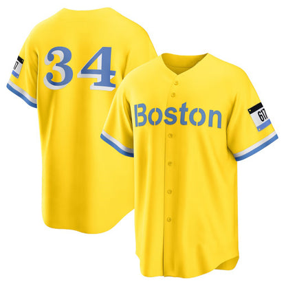Boston Red Sox #34 David Ortiz Gold MIKSHPS Retired Player City Connect Replica Jersey