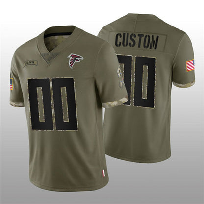 Custom A.Falcons ACTIVE PLAYER 2022 Olive MIKSHPS Salute To Service Limited Stitched Jersey
