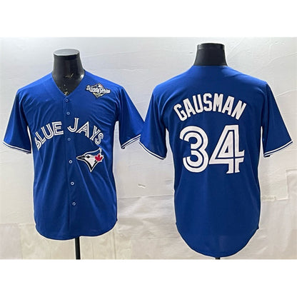 Toronto Blue Jays #34 Kevin Gausman Royal MIKSHPS 2025 World Series Cool Base Stitched Jersey