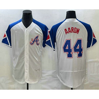 Atlanta Braves #44 Hank Aaron White MIKSHPS 2023 City Connect Flex Base Stitched Jersey