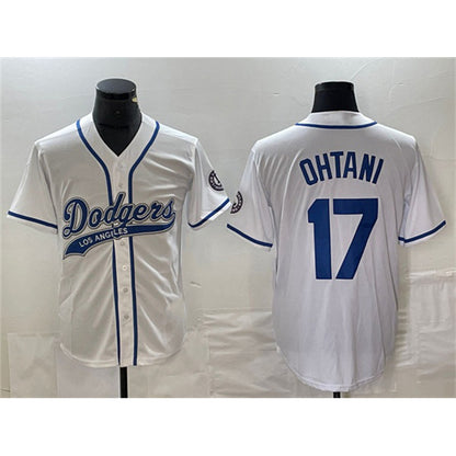 Los Angeles Dodgers #17 Shohei Ohtani White MIKSHPS Cool Base With Patch Stitched Jersey